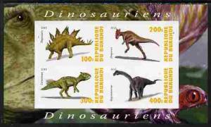 Burundi 2010 Dinosaurs #1 imperf sheetlet containing 4 va...