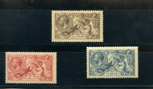 GREAT BRITAIN SEAHORSES SCOTT #179/81 MINT NEVER HINGED OG TONED GUM