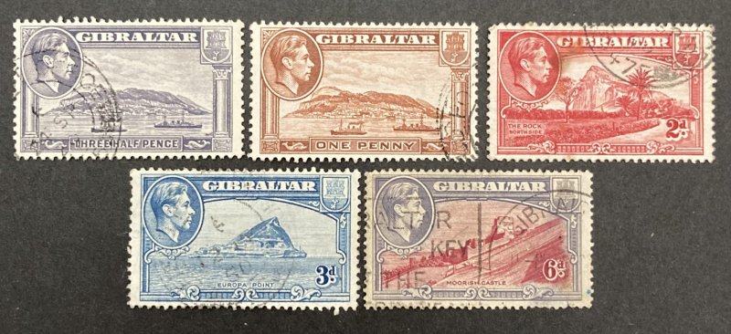 Gibraltar 1938-49 #108//113(5), Various Scenes, Used.