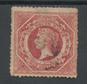 New South Wales Sc 42, SG 168, used. 1862 1sh rose carmine, inverted watermark