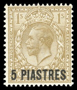 British Levant 1914 KGV 5pi on 1s bistre-brown MLH. SG 40. Sc 45.