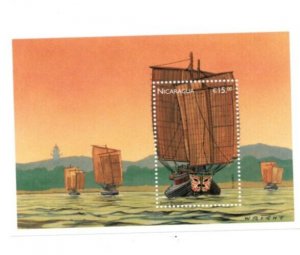 Nicaragua 1996 - Boats - Ships - Souvenir Stamp Sheet - Scott #2152 - MNH