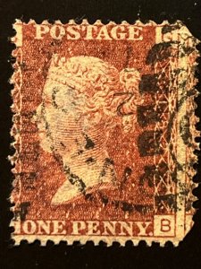 1854-1855, Queen Victoria,  1d Red, Great Britain Wmk Large Crown, Sg 43 $35.00