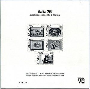 Italy '76 - Souvenir sheet distributed on the occasion of the Philatelic...