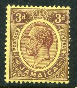 JAMAICA;  1912-20 early GV issue fine Mint hinged value 3d.  