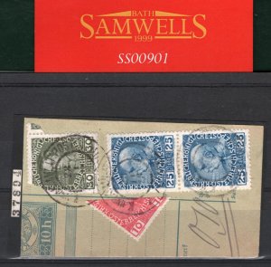 AUSTRIA Stamp Scott.115b 10h Variety BISECT (1908-13) Piece Used {BPA Cert}SS901