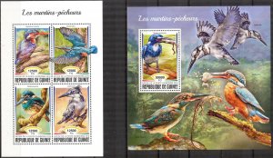 Guinea 2018 Birds Kingfishers sheet + S/S MNH