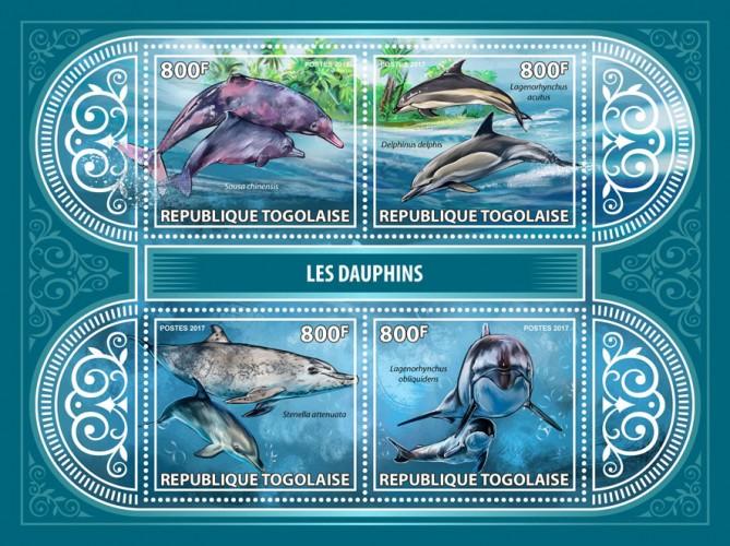 TOGO - 2017 - Dolphins - Perf 4v Sheet - MNH