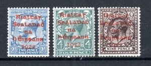 Ireland 1922 GB Provisional Govt red opt values to 9d SG 4b, 6b and 8b MVLH