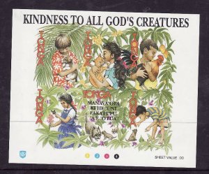 Tonga-Sc#859- id2-Unused NH imperforate sheet-Kindness to All God's Creatures-19