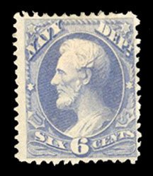 United States, Officials #O38 Cat$70, 1873 Navy, 6c ultramarine, unused (regu...