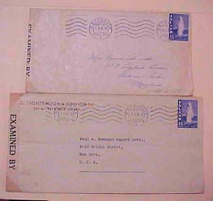 ICELAND  2 DIFF. CENSORED TO USA 1942 LONG COVERS