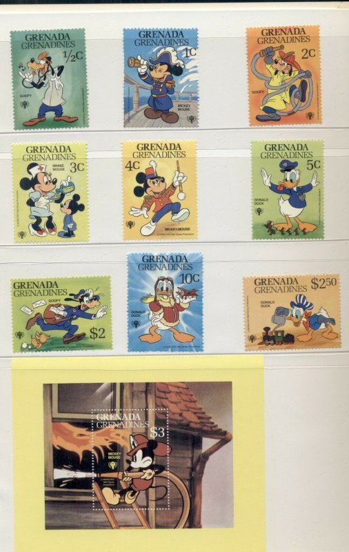 DISNEY STAMPS, 8 DIFFERENT SETS FROM DIFFERENT COUNTRIES IN FOLDERS
