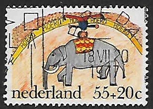 Netherlands - # B528 - Drawing : Elephant - used - (P1)