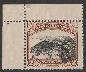 COOK ISLANDS 1932 Double Maori Canoe 2d, error CENTRE INVERTED. MNH ** 