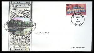 #3583 Greetings From Minnesota Anagram FDC