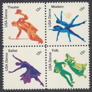 #1749-1752 13c American Dance Block of 4 1978 Mint NH