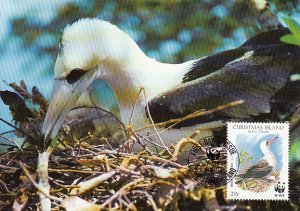 Christmas Island 1990 Maxicard Sc #272 29c Abbott's booby WWF