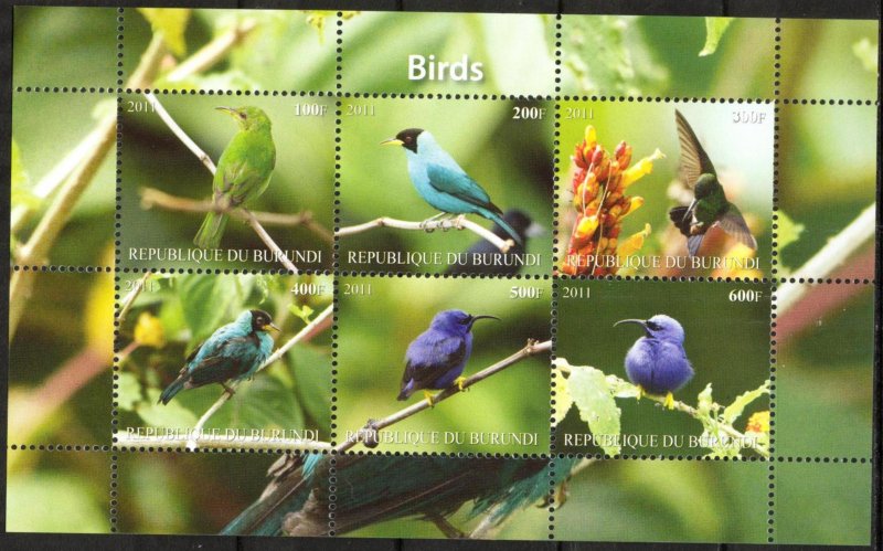 Burundi 2011 Birds (8) MNH Cinderella !