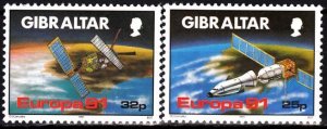 GIBRALTAR 1991 EUROPA: Space. Satellites. Complete set, MNH