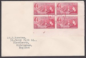 BERMUDA 1962 cover with 2½d definitive plate block - Perot Post Office cds.x852