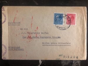 1943 Sophia Bulgaria Censored Cover To Wolfen Germany