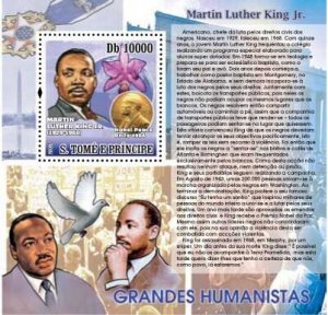 SAO TOME - 2007 - Humanists, M L King Jnr - Perf Souv Sheet -Mint Never Hinged