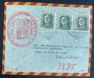 1947 Valladolid Spain First Day Airmail Cover FDC To Zaragoza Mi #129