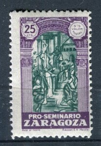 SPAIN; 1940s early Zaragoza local charity stamp Mint hinged value