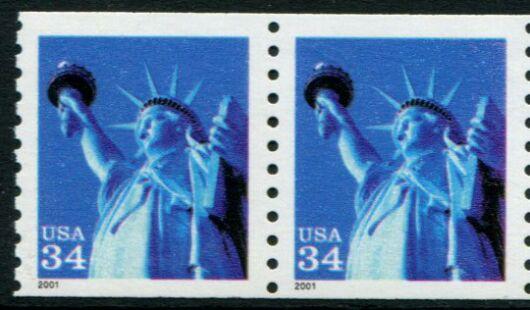 US Stamp #3476 MNH Statue of Liberty Coil Pair