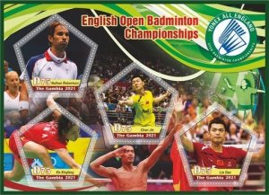 Stamps. Sports. Badminton 2021 year 1+1 sheets perforated Gambia