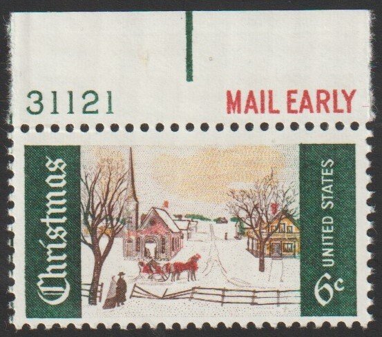 SC# 1384 - (6c) - Christmas, Sunday in Norway Maine, MNH plate # Single 31121