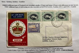 1953 Suva Fiji First Day Cover Queen Elizabeth 2 Coronation To London England