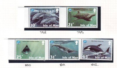 Isle of Man Sc 776-780 1998 Marine Life stamp set mint  NH