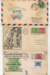 1929-1934 SET OF 3 PATRIOTIC ARMISTICE DAY CACHETS/CANCELS & AMERICAN LEGION Etc