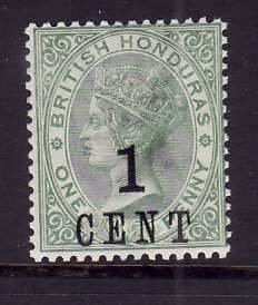 British Honduras-Sc#47- id6-unused NH 1c on 1p QV-1892-