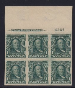 314 XF TOP plate block OG mint never hinged nice color cv $ 350 ! see pic !