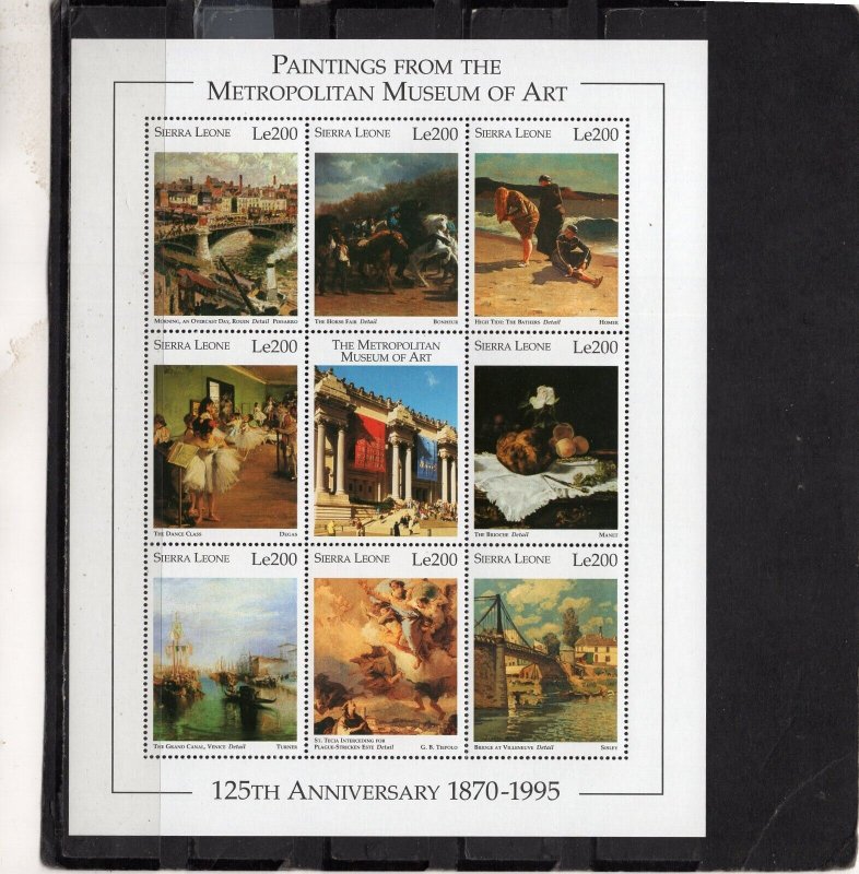 SIERRA LEONE 1996 PAINTINGS FROM METROPOLITAN MUSEUM SET OF 4 SHEETS & 4 S/S MNH 