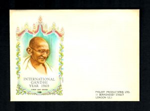 Cn  India Cover Unused International Gandhi Year 1969 F.D.C. Philart Pro. London