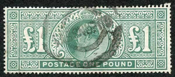 SG266 KEVII One Pound Green DLR fine used