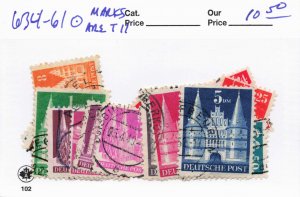 GERMANY 634-61  USED   MARK VALUES TYPE II