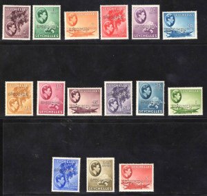 MOMEN: SEYCHELLES SG #135s/149s SPECIMEN 1938/49 MINT PART OG H £600 LOT #66539