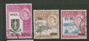 British Virgin Islands 1966 Opts set of 3 FU SG 207/9