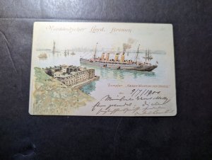 1900 Germany Norddeutscher Lloyd Menu Postcard Cover Paris to IA USA