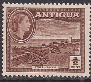 Antigua 1953 - 62 QE2 1/2cent Brown SG 120a MNH ( B1005 )