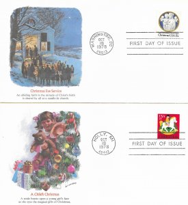 1978 FDC, #1768-1769. 15c Christmas, Fleetwood (2)