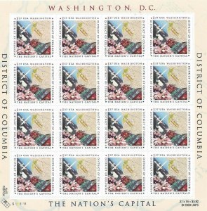 District of Columbia Sheet of Twenty 37 Cent Postage Stamp Scott 3813