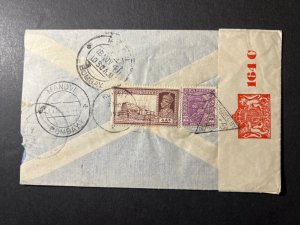 1941 Censored Registered Kuwait Airmail Cover Persian Gulf to Bombay India