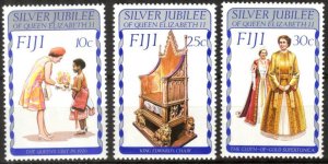 Fiji 1977 25th Anniv.  Regency Queen Elizabeth II set of 3 MNH