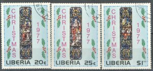 LIBERIA SC#791-792-793, USED SET OF 3 STAMPS - 1977 - LIBERIA020